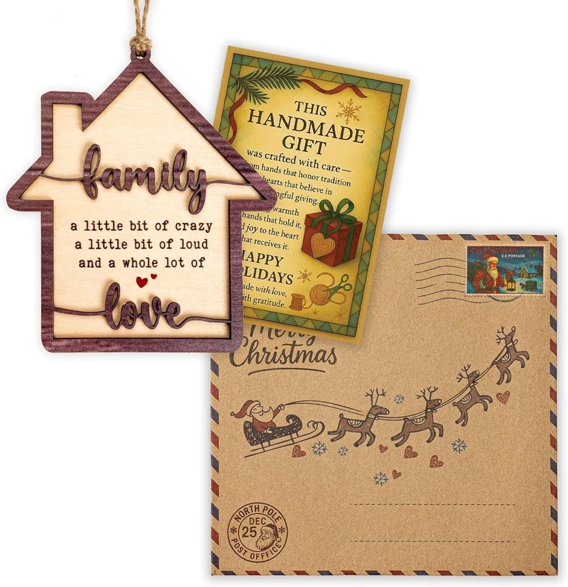 NELXI Family Ornament, Family Christmas Ornament, Christmas Ornaments 2025 – Wooden House-Shaped Holiday Keepsake, Funny Quote Gift, A Whole Lot of Love Tree Decoration, Home Themed Ornament - Image 3